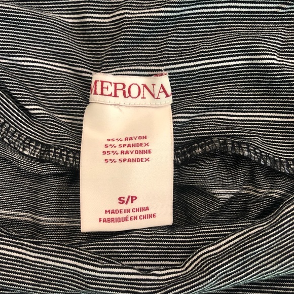 Merano Black and White Small Stripes Swing Skirt - Picture 3 of 4